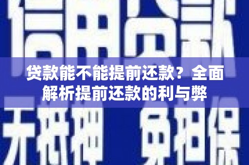 袁州贷款能不能提前还款？全面解析提前还款的利与弊